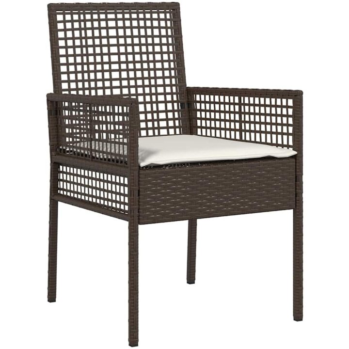 Trädgårdsstolar 2 st med Kuddar Brun Poly Rattan vidaXL 53 x 60 x 85 cm – bild 4