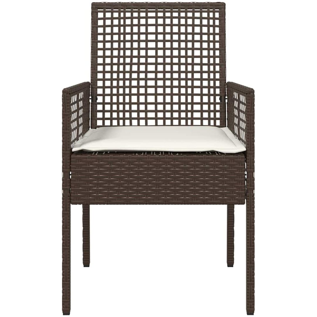Trädgårdsstolar 2 st med Kuddar Brun Poly Rattan vidaXL 53 x 60 x 85 cm – bild 5
