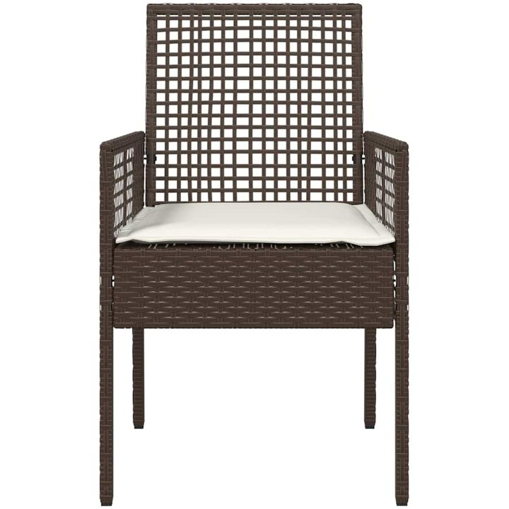 Trädgårdsstolar 2 st med Kuddar Brun Poly Rattan vidaXL 53 x 60 x 85 cm – bild 5