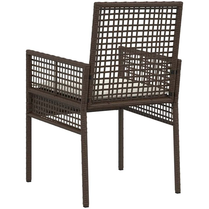 Trädgårdsstolar 2 st med Kuddar Brun Poly Rattan vidaXL 53 x 60 x 85 cm – bild 7