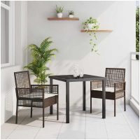Trädgårdsstolar 2 st med Kuddar Brun Poly Rattan vidaXL