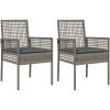 Trädgårdsstolar 2 st med kuddar Grå Poly Rattan vidaXL 53 x 60 x 85 cm – miniatyr 2