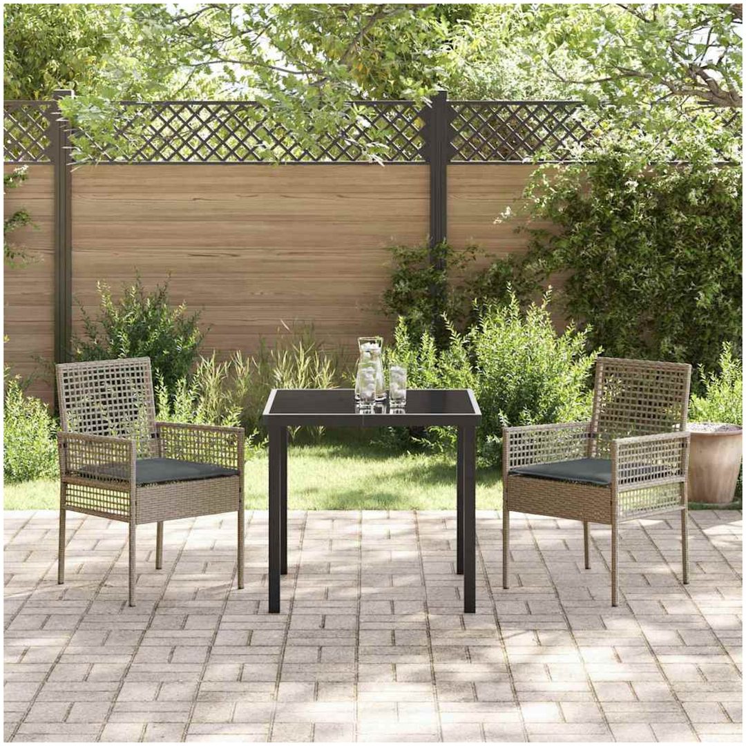 Trädgårdsstolar 2 st med kuddar Grå Poly Rattan vidaXL 53 x 60 x 85 cm – bild 3