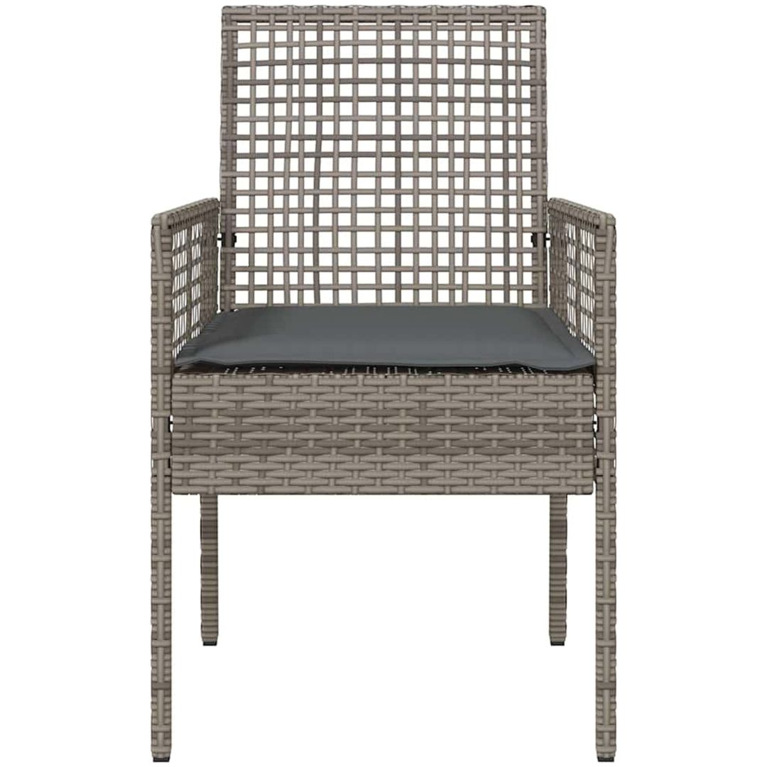 Trädgårdsstolar 2 st med kuddar Grå Poly Rattan vidaXL 53 x 60 x 85 cm – bild 5