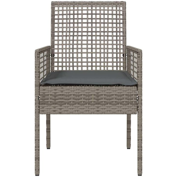 Trädgårdsstolar 2 st med kuddar Grå Poly Rattan vidaXL 53 x 60 x 85 cm – bild 5