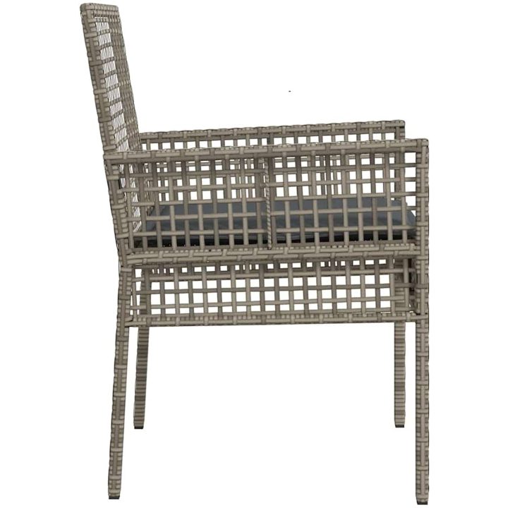 Trädgårdsstolar 2 st med kuddar Grå Poly Rattan vidaXL 53 x 60 x 85 cm – bild 6