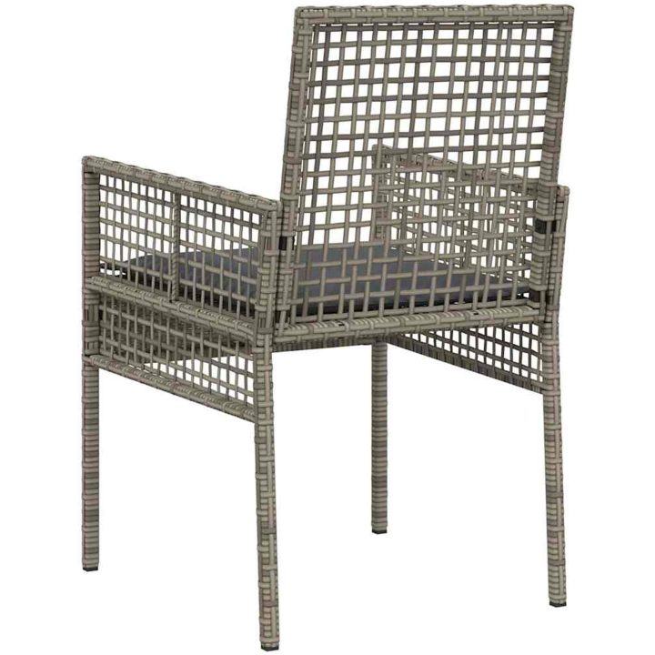 Trädgårdsstolar 2 st med kuddar Grå Poly Rattan vidaXL 53 x 60 x 85 cm – bild 7