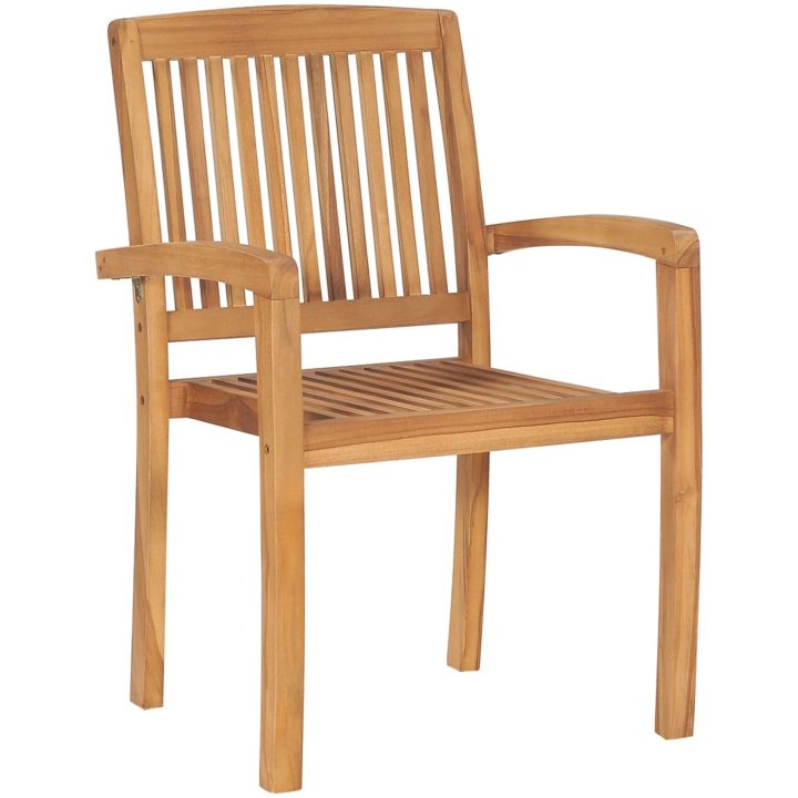 Trädgårdsstolar 2 st med ljusblåa dynor massiv teak vidaXL – bild 4