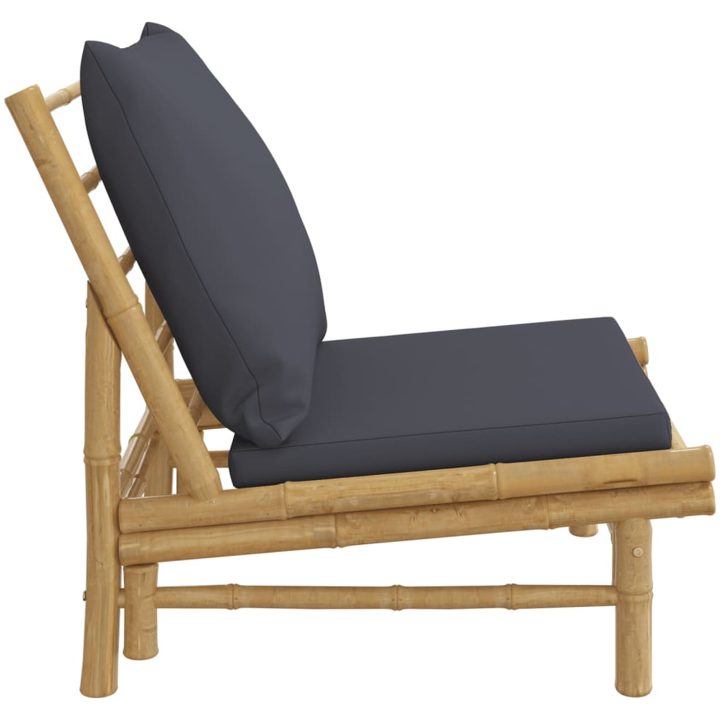 Trädgårdsstolar 2 st med mörkgråa dynor bambu vidaXL – bild 4