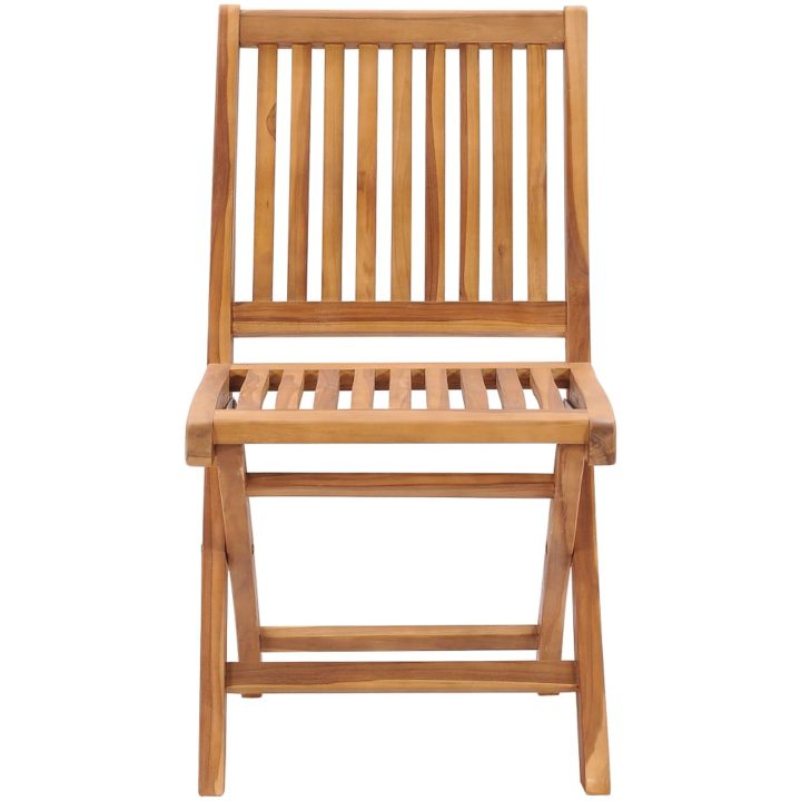 Trädgårdsstolar 2 st med röda dynor massiv teak vidaXL – bild 4