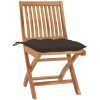 Trädgårdsstolar 2 st med taupe dynor massiv teak vidaXL – miniatyr 2