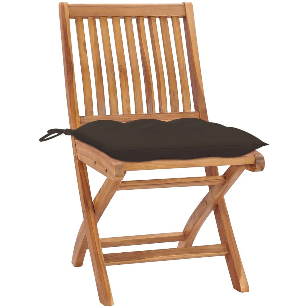 Trädgårdsstolar 2 st med taupe dynor massiv teak vidaXL – bild 2