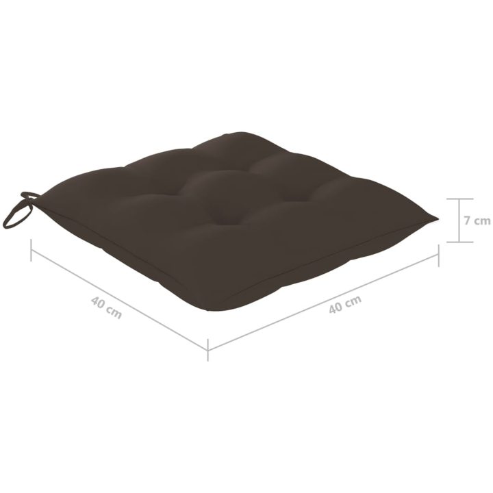 Trädgårdsstolar 2 st med taupe dynor massiv teak vidaXL – bild 12