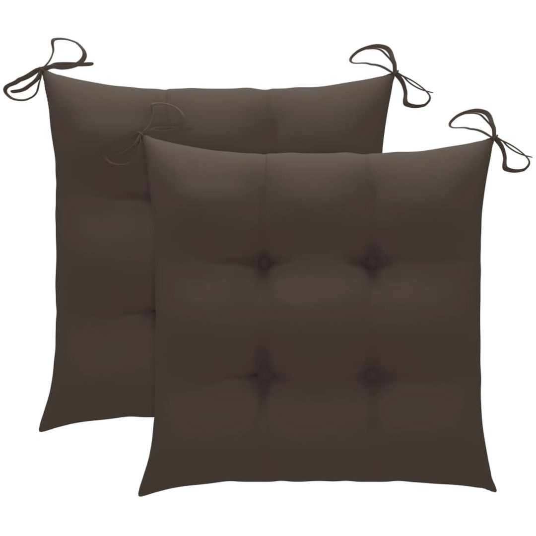 Trädgårdsstolar 2 st med taupe dynor massiv teak vidaXL – bild 6