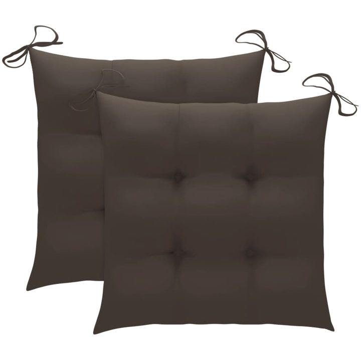 Trädgårdsstolar 2 st med taupe dynor massiv teak vidaXL – bild 6