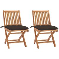 Trädgårdsstolar 2 st med taupe dynor massiv teak vidaXL