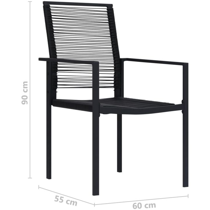 Trädgårdsstolar 2 st PVC-rotting svart vidaXL – bild 8
