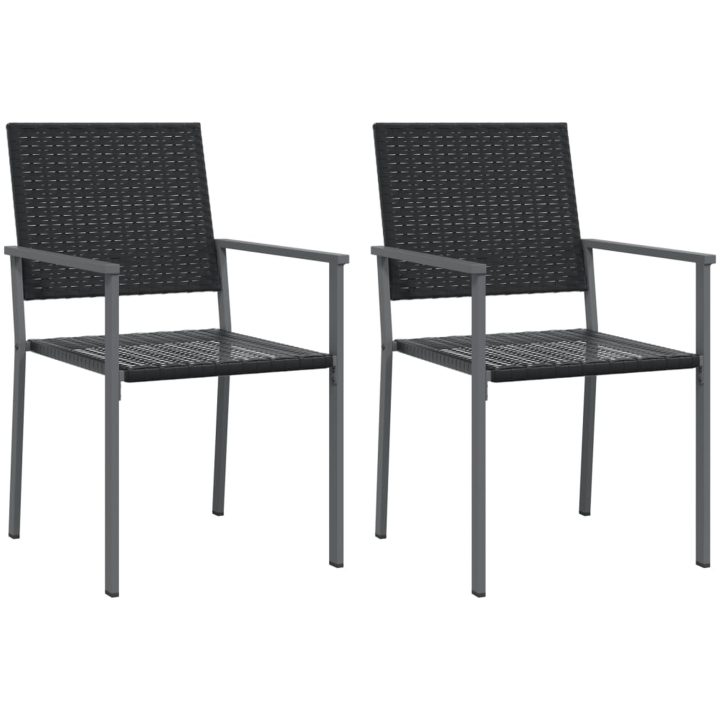 Trädgårdsstolar 2 st svart 54x62,5x89 cm konstrotting vidaXL – bild 2