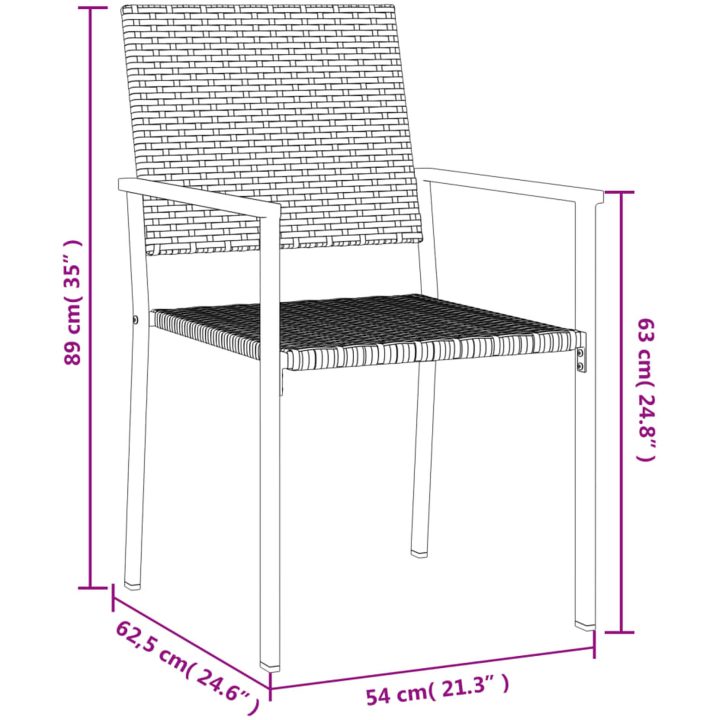 Trädgårdsstolar 2 st svart 54x62,5x89 cm konstrotting vidaXL – bild 8