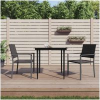 Trädgårdsstolar 2 st svart 54x62,5x89 cm konstrotting vidaXL