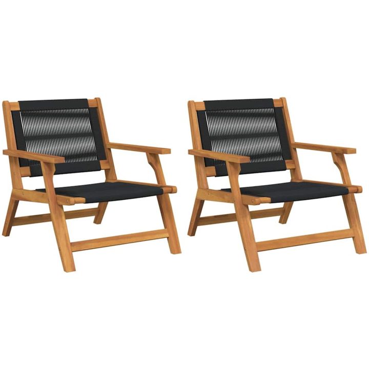 Trädgårdsstolar 2 st Svart 67x77x73 cm Massivt akaciaträ vidaXL 122 x 78 x 73 cm – bild 2