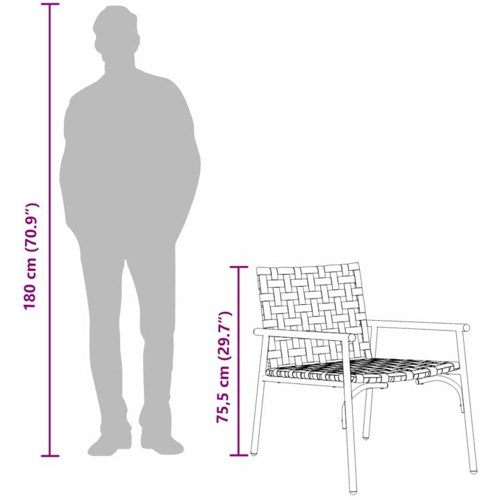 Trädgårdsstolar 2 st Svart 79x56x73,5 cm Poly Rattan vidaXL 110.5 x 79 x 75.5 cm – bild 11