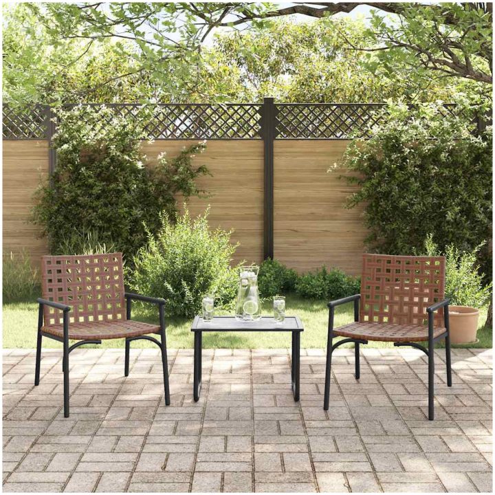 Trädgårdsstolar 2 st Svart 79x56x73,5 cm Poly Rattan vidaXL 110.5 x 79 x 75.5 cm – bild 3