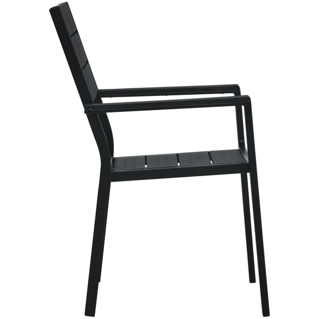 Trädgårdsstolar 2 st svart HDPE träutseende vidaXL – bild 4