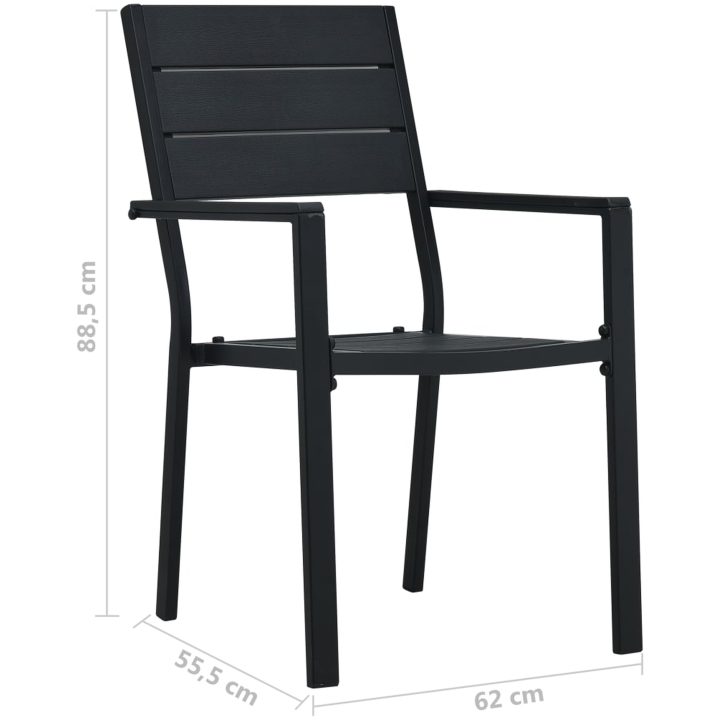 Trädgårdsstolar 2 st svart HDPE träutseende vidaXL – bild 9