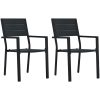 Trädgårdsstolar 2 st svart HDPE träutseende vidaXL – miniatyr 1