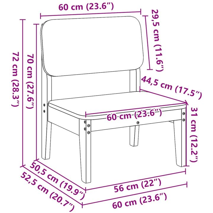 Trädgårdsstolar 2 st vaxbrun 60x52,5x72 cm massiv furu vidaXL – bild 10