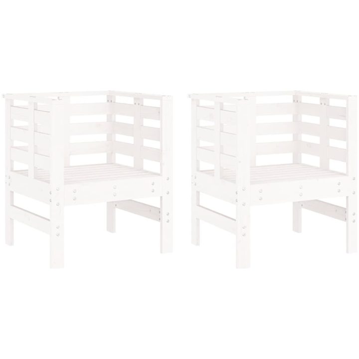 Trädgårdsstolar 2 st vit 61,5x53x71 cm massiv furu vidaXL – bild 2
