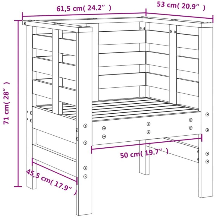 Trädgårdsstolar 2 st vit 61,5x53x71 cm massiv furu vidaXL – bild 10