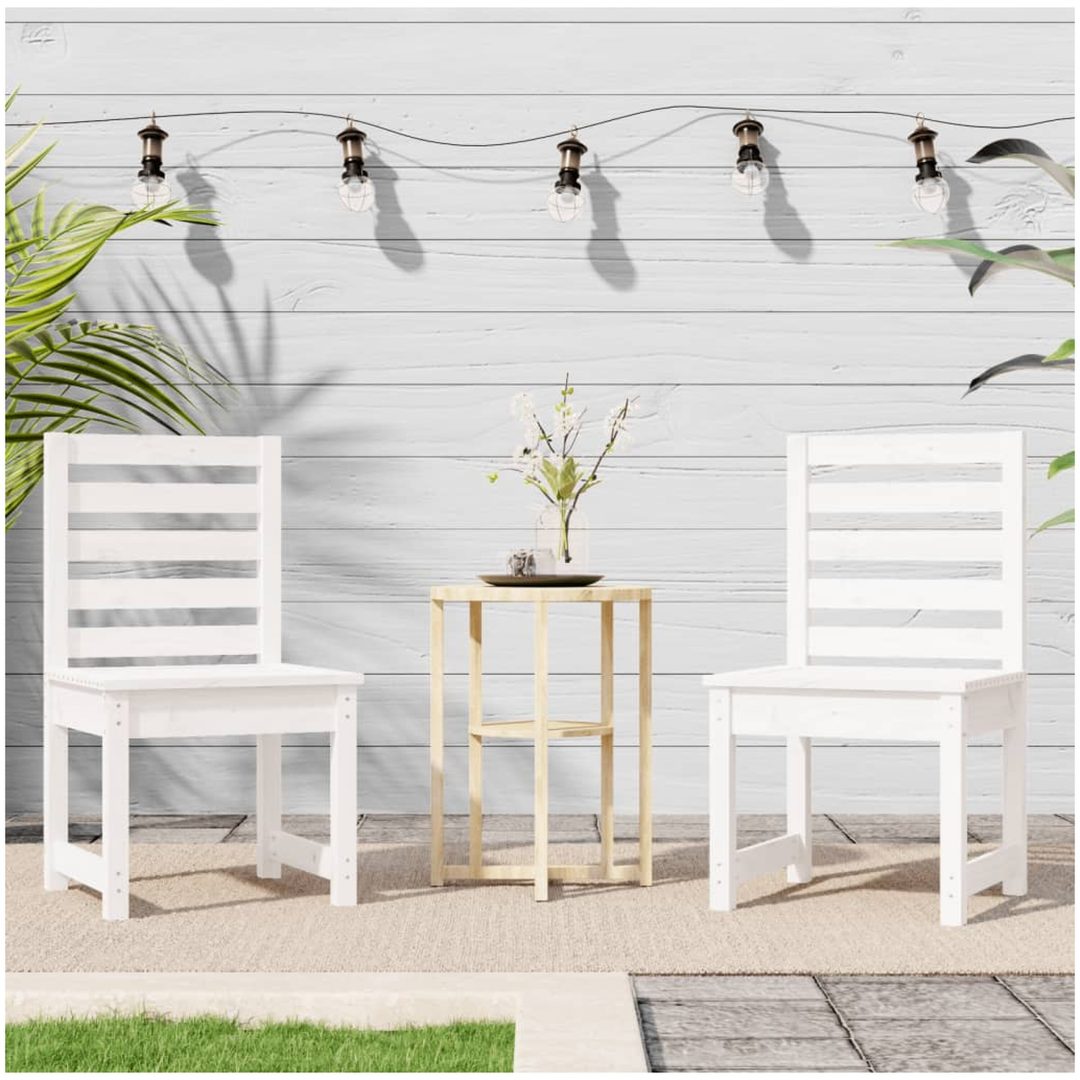 Trädgårdsstolar 2 st vit massiv furu vidaXL 50 x 48 x 91.5 cm – bild 3