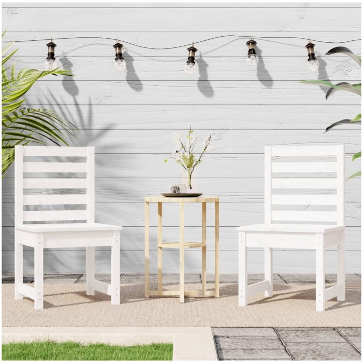 Trädgårdsstolar 2 st vit massiv furu vidaXL 50 x 48 x 91.5 cm – bild 3