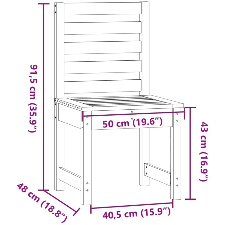 Trädgårdsstolar 2 st vit massiv furu vidaXL 50 x 48 x 91.5 cm – bild 8