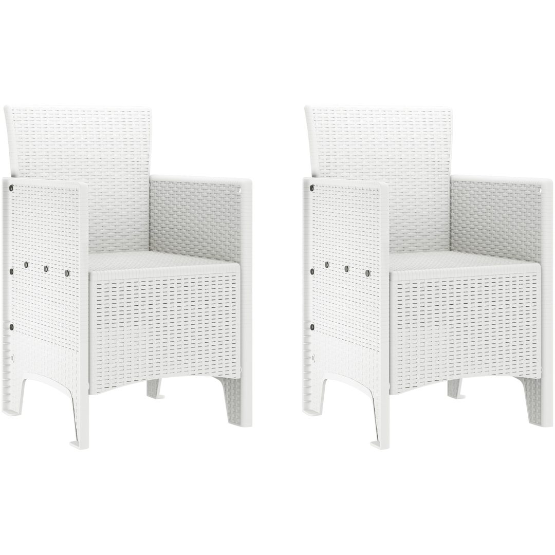 Trädgårdsstolar 2 st Vit Poly Rattan vidaXL 53 x 49 x 85 cm – bild 2