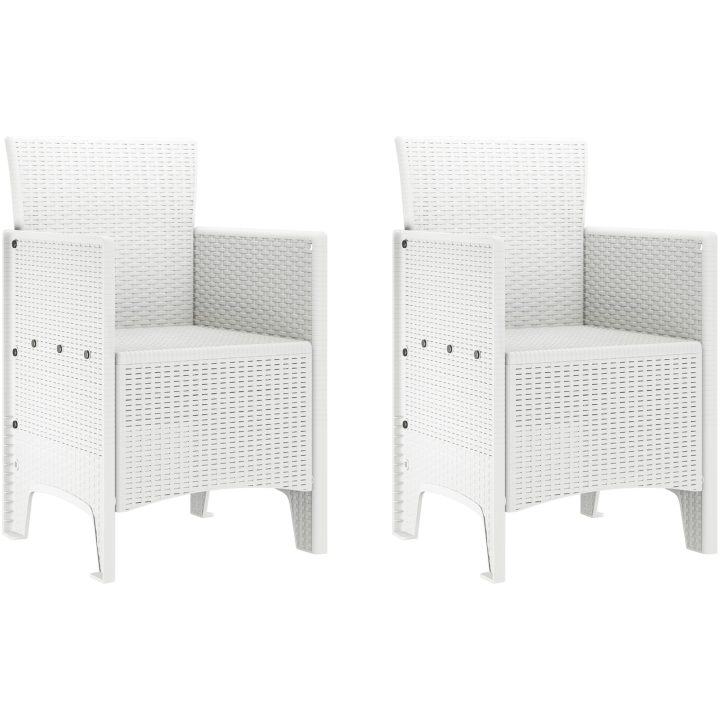 Trädgårdsstolar 2 st Vit Poly Rattan vidaXL 53 x 49 x 85 cm – bild 2