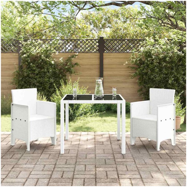 Trädgårdsstolar 2 st Vit Poly Rattan vidaXL 53 x 49 x 85 cm – bild 3