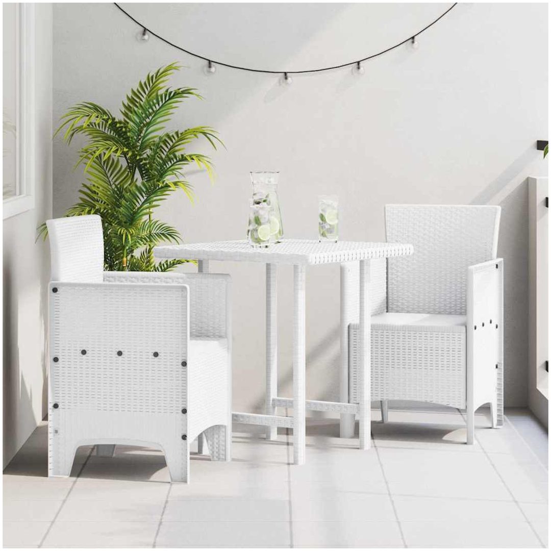 Trädgårdsstolar 2 st Vit Poly Rattan vidaXL 53 x 49 x 85 cm