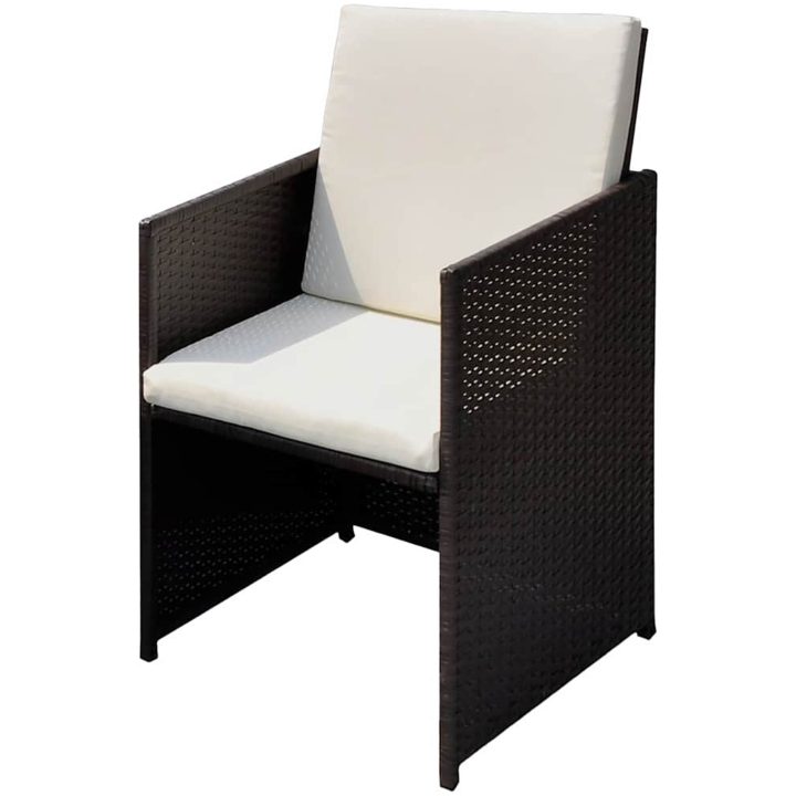 Trädgårdsstolar 3 pcs Brun Poly rattan vidaXL 56 x 52 x 87 cm – bild 2