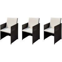 Trädgårdsstolar 3 pcs Brun Poly rattan vidaXL
