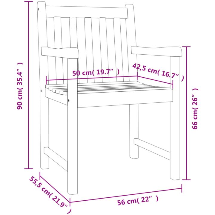 Trädgårdsstolar 4 st 56x55,5x90 cm massivt akaciaträ vidaXL – bild 8