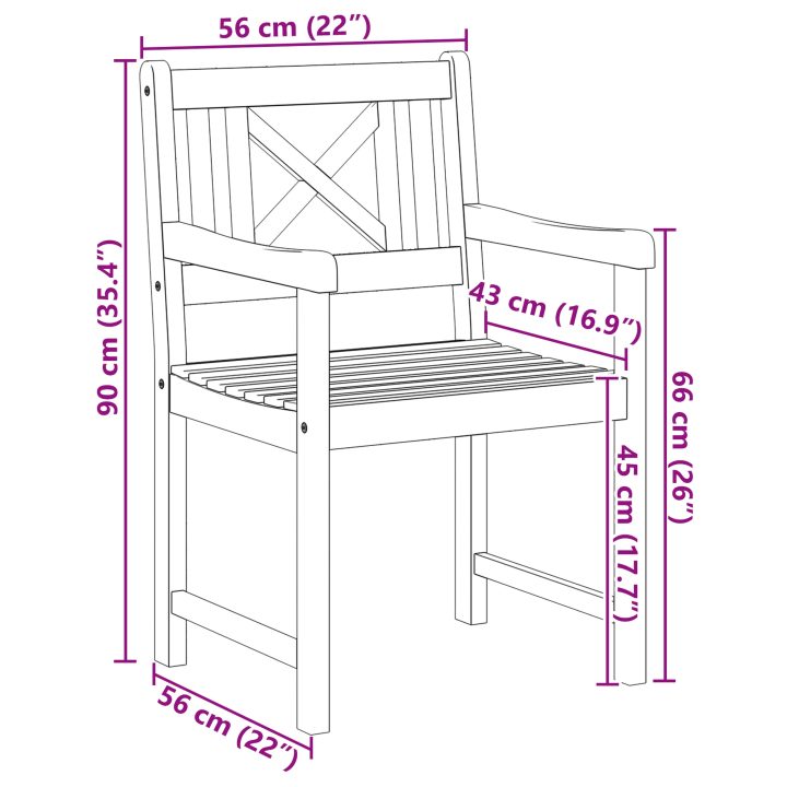 Trädgårdsstolar 4 st 56x55.5x90 cm Massivt akaciaträ vidaXL Standard – bild 10