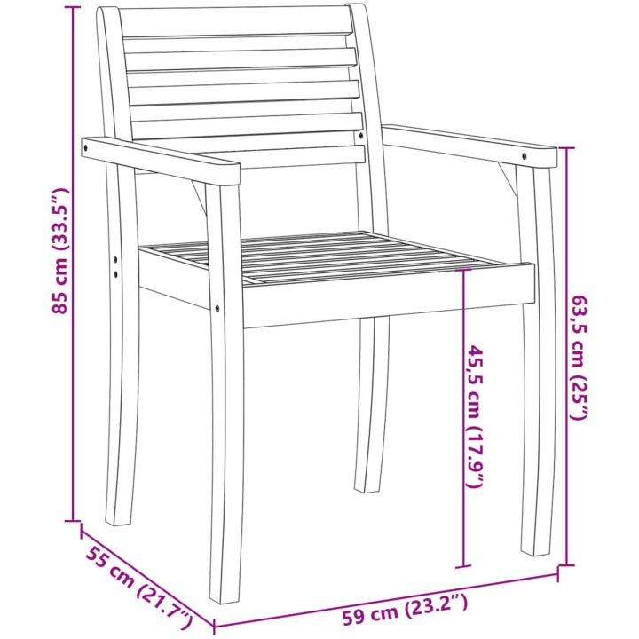 Trädgårdsstolar 4 st 59x55x85 cm massivt akaciaträ vidaXL – bild 10