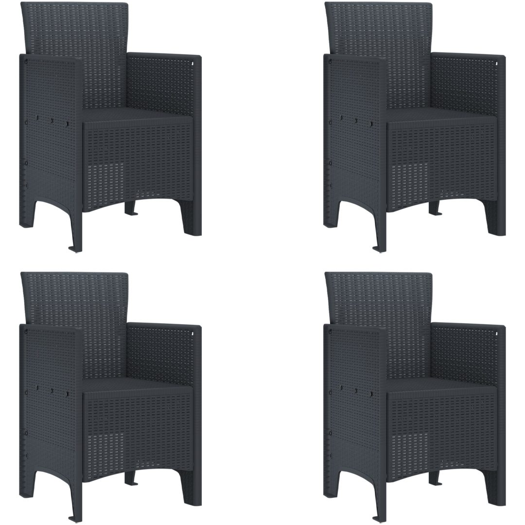 Trädgårdsstolar 4 st Antracit Poly Rattan vidaXL 53 x 49 x 85 cm – bild 2