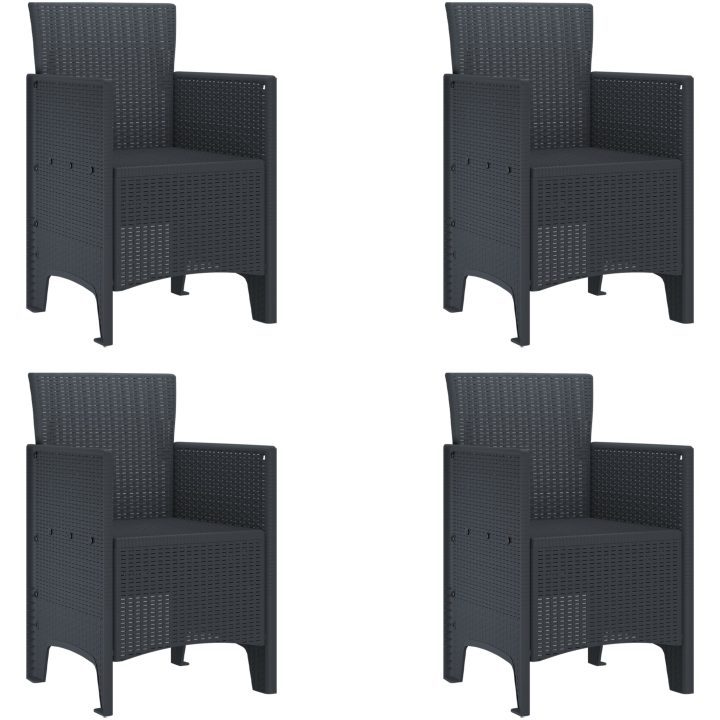 Trädgårdsstolar 4 st Antracit Poly Rattan vidaXL 53 x 49 x 85 cm – bild 2
