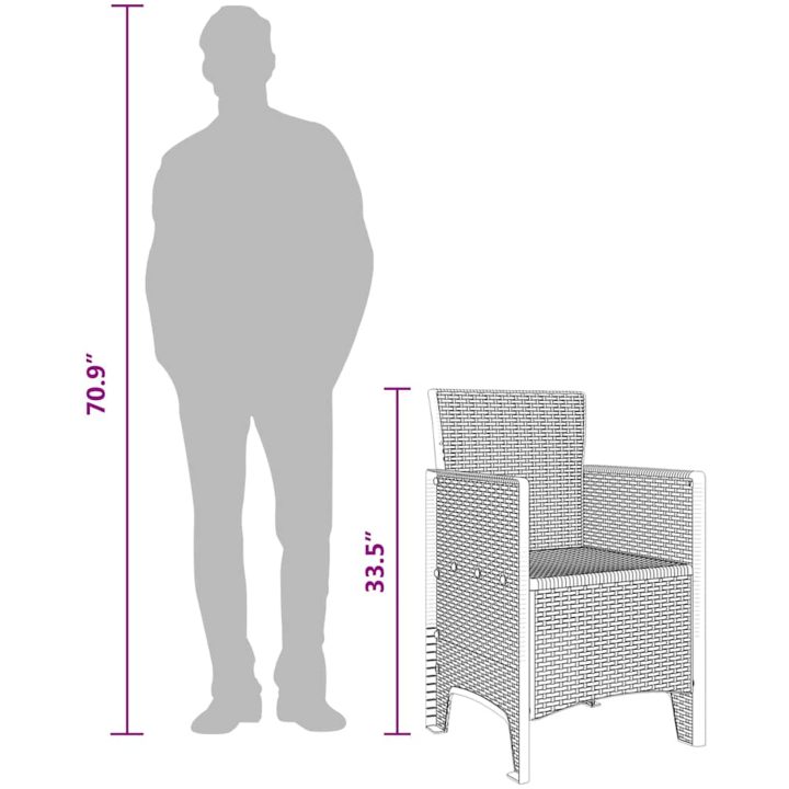Trädgårdsstolar 4 st Antracit Poly Rattan vidaXL 53 x 49 x 85 cm – bild 10