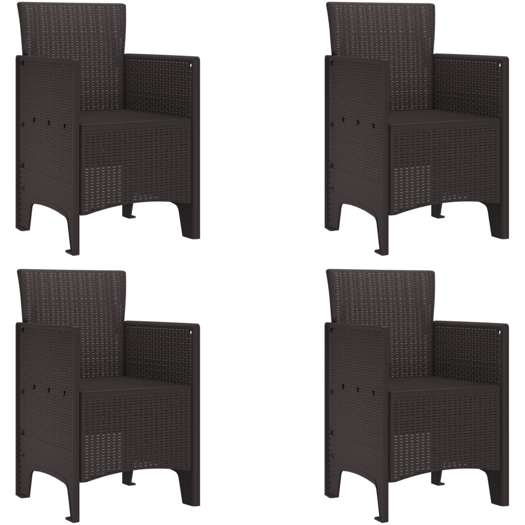 Trädgårdsstolar 4 st brun konstrotting vidaXL Standard – bild 2