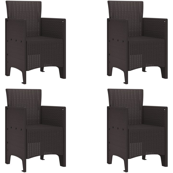 Trädgårdsstolar 4 st brun konstrotting vidaXL Standard – bild 2
